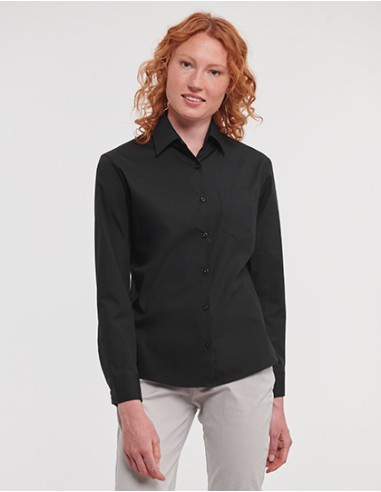 R-R-936F-0-Ladies L/S Pure Cotton Easy Care Poplin Shirt